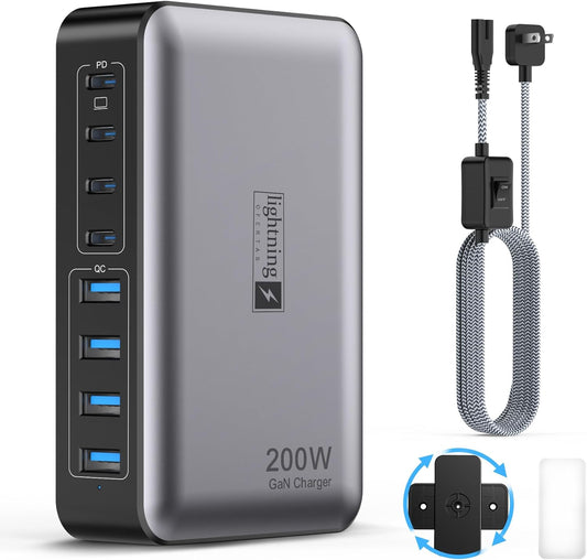 8-Port 200W USB-C Fast Charger: Lightning Deals 