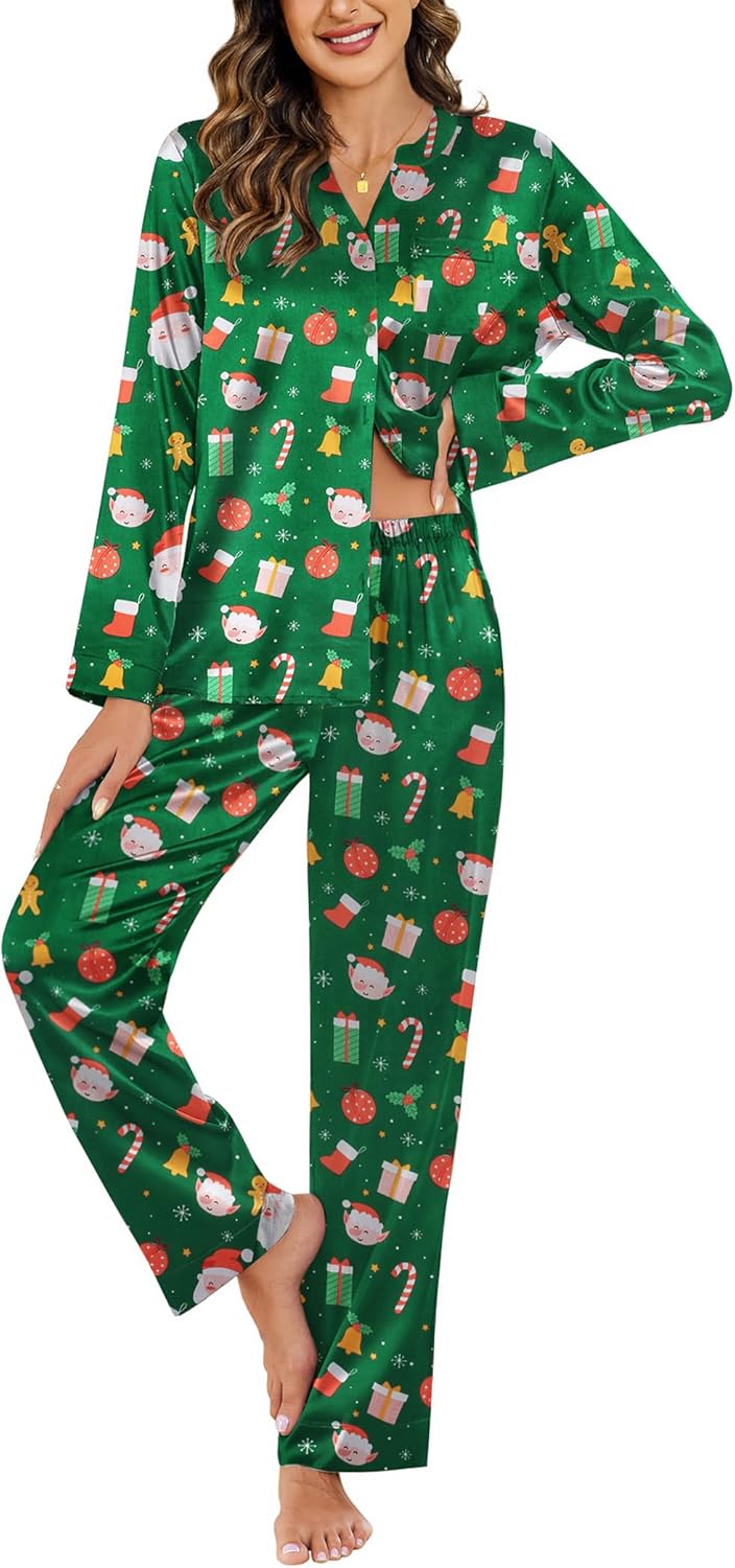 Ekouaer Silk Pajamas for Women - Comfy Satin Pjs Set