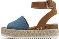 Open Toe Ankle Strap Espadrille Wedge Sandals for Women - Trendy