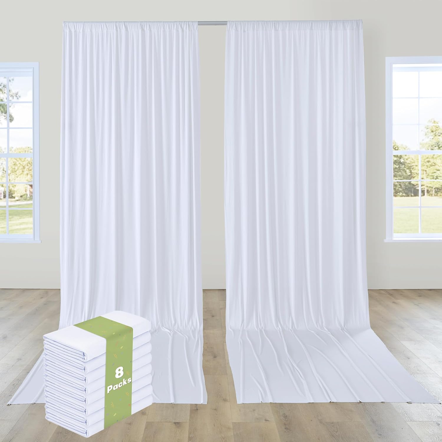 Premium 40x15ft White Wedding Curtain - Wrinkle-Free Photo Backdrop