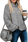 Dokotoo Womens Turtleneck Cable Knit Sweater - Cozy Oversized Pullover