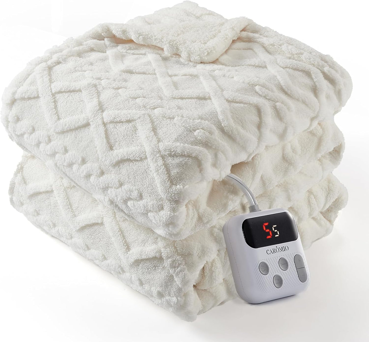 CAROMIO Electric Blanket Twin Size - Thick Sherpa Heated Comfort