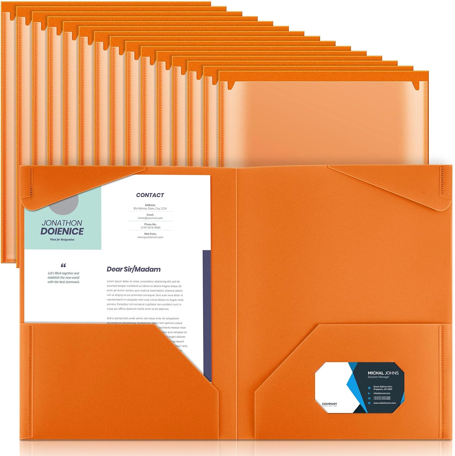 Henoyso 36 Pcs Plastic Folders with Clear Front Pockets