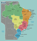 Large Brazil Regions Map Poster 22x24 Laminated - Frame Ready