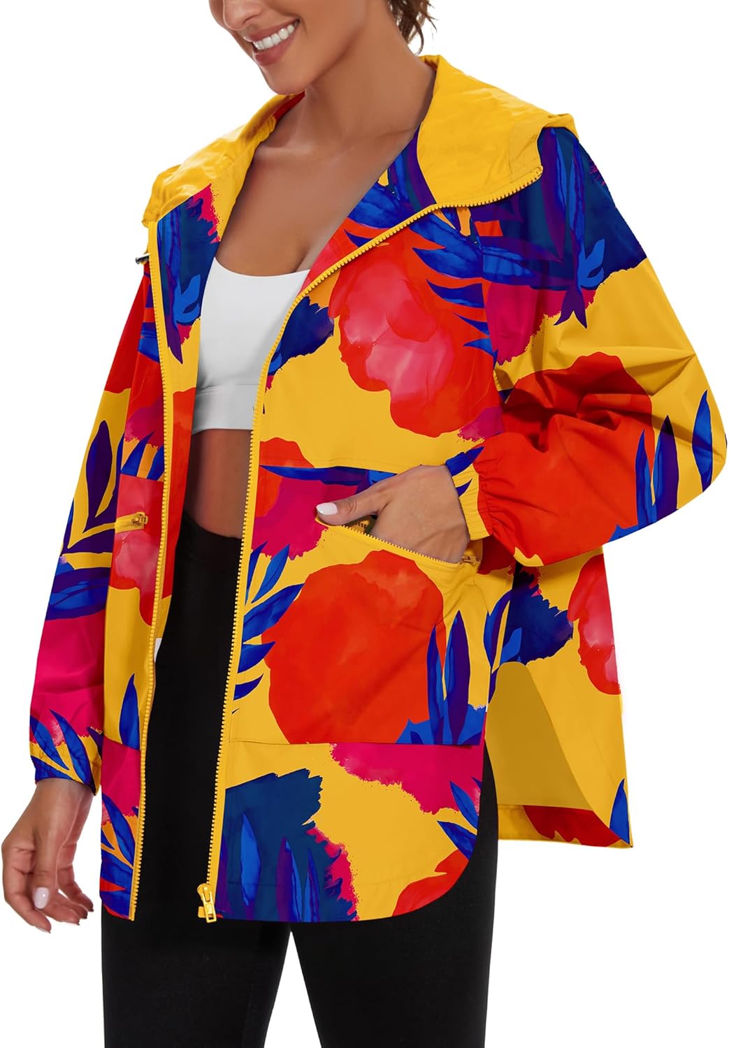 PESION Womens Waterproof Raincoat Lightweight Windbreaker Jacket