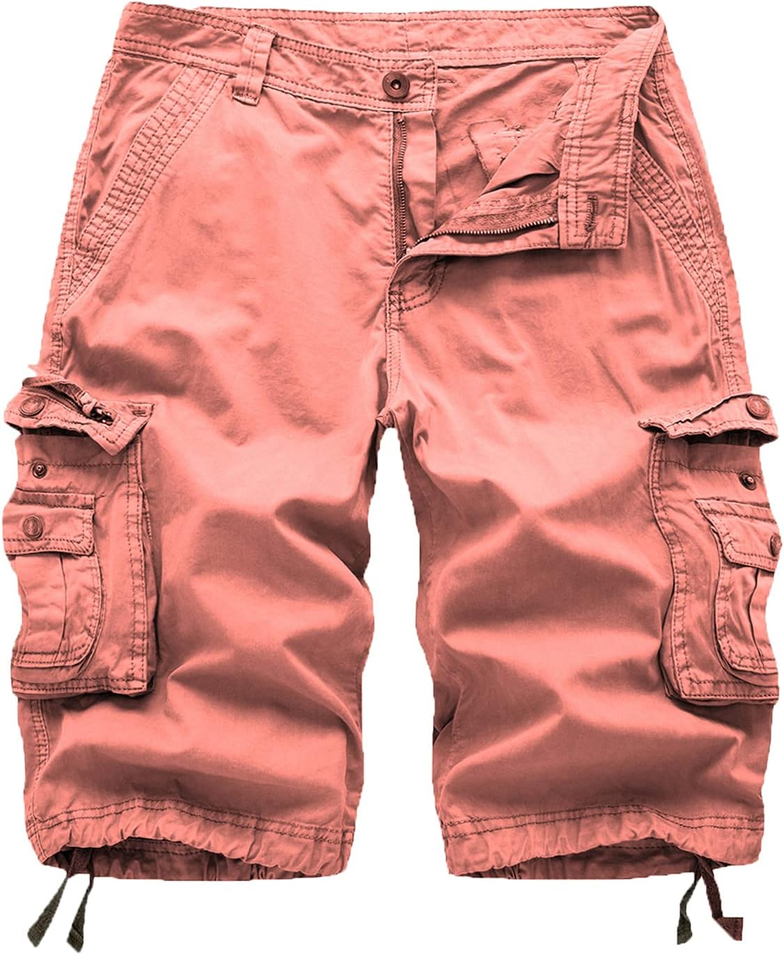 FOURSTEEDS Women's Cotton Zipper Front Multi-Pocket Cargo Shorts