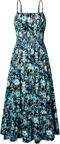 GRACE KARIN Womens Summer Floral Maxi Dress - Flowy Smocked Fit