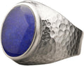 Natural Aventurine Crystal Ring Men - Hammered 925 Silver Statement