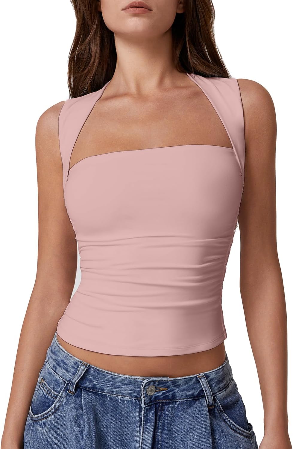 QINSEN Womens Square Neck Tank Tops for Stylish Summer Looks