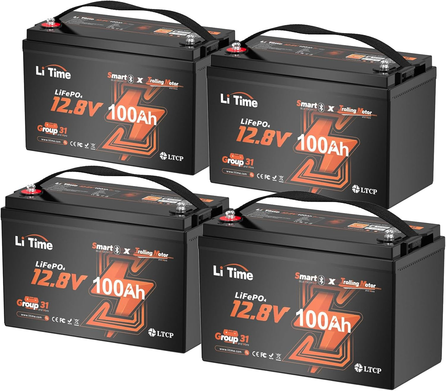 LiTime 12V 100Ah Trolling Motors Battery with Bluetooth Monitoring