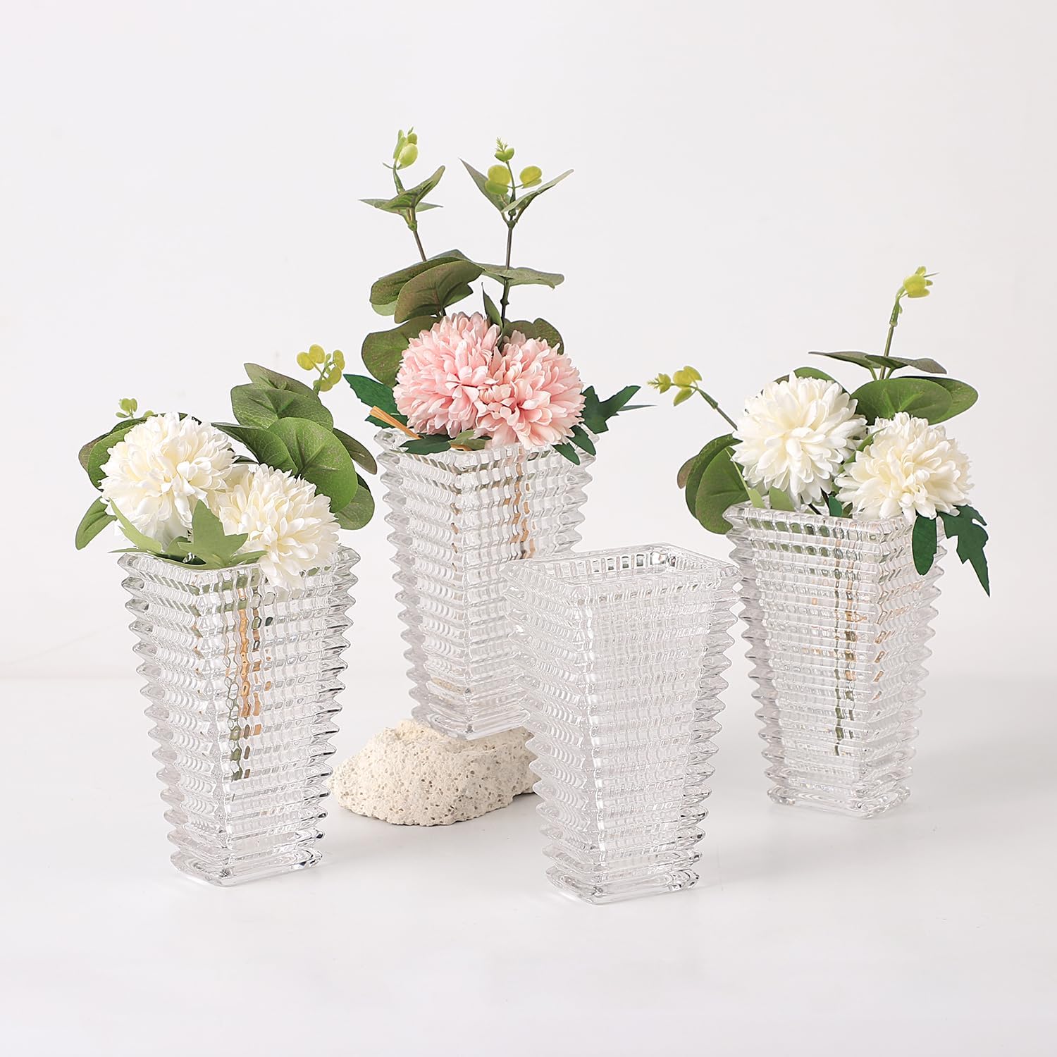 MCMCNCUIU Crystal Vases Set of 4 for Modern Home Decor
