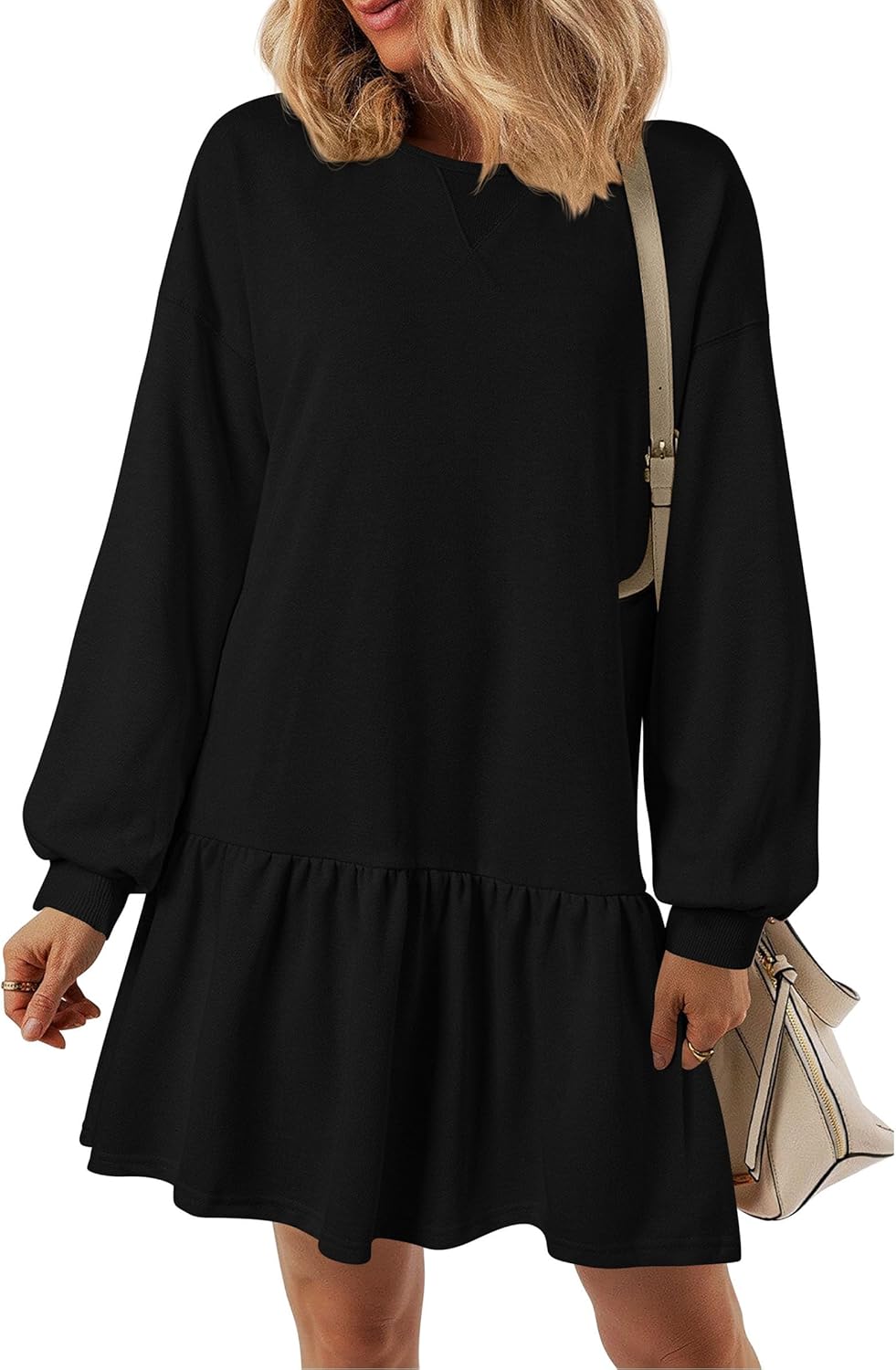 PRETTYGARDEN Womens Patchwork Sweatshirt Dress for Fall Style