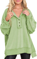 AlvaQ Sweatshirt for Women Oversized Henley Tunic - Cozy Casual Fit