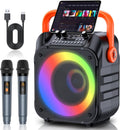 Karaoke Machine Portable Speaker with 2 Wireless Microphones - Party