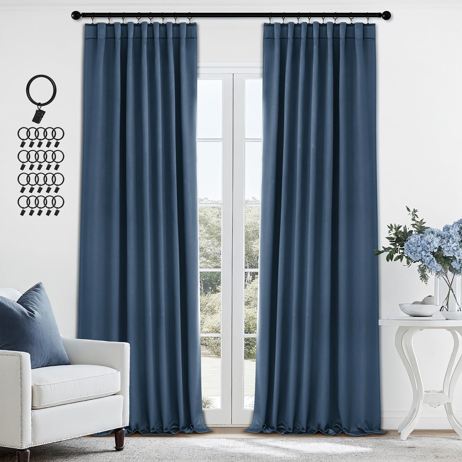 Back Tab Blackout Curtains for Bedroom and Living Room Decor