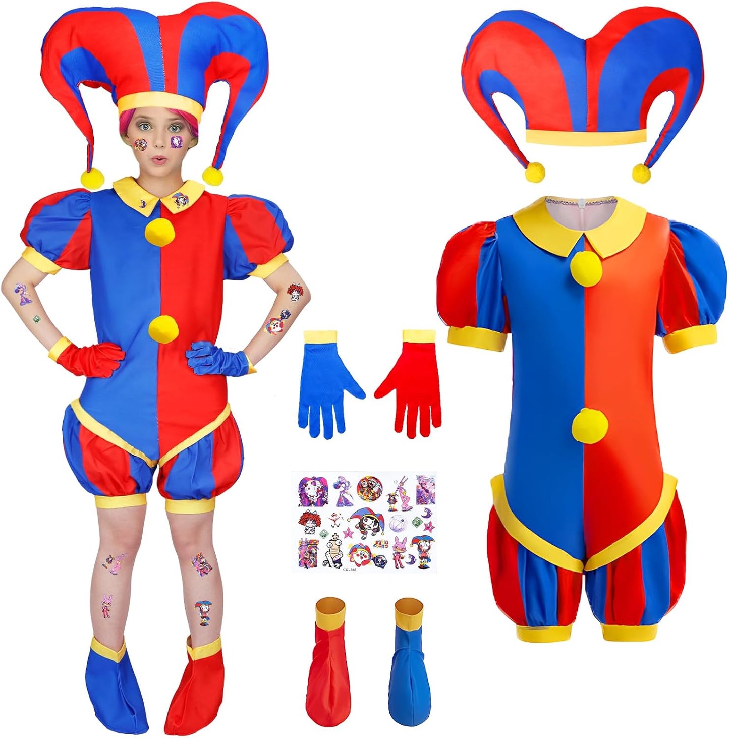 Circus Costume for Kids, Clown Jumpsuit Dress Up Outfit