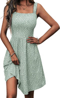 Women's Summer Square Neck Sundress with Pockets - Breathable Cotton