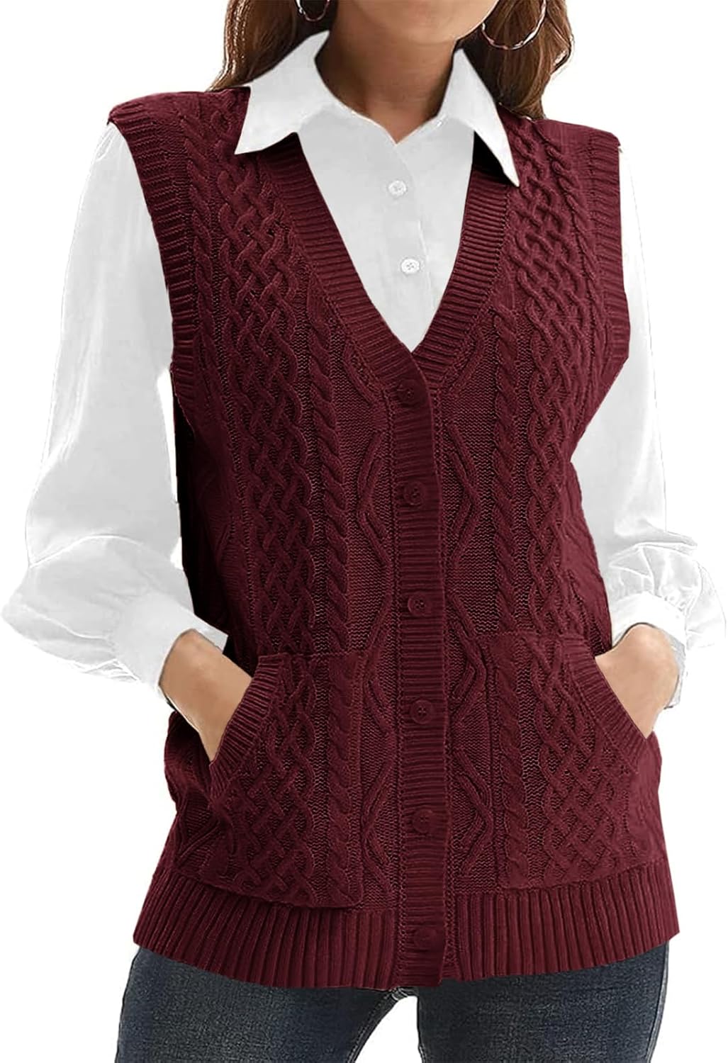 Womens Knit Sweater Vest V Neck Sleeveless Cardigan Outwear