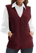 WomensKnit Sweater Vest V Neck Sleeveless Cardigan - Classic Cozy