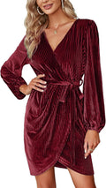 BerryGo Women's Velvet Wrap Mini Dress - Chic Semi Formal Party Dress