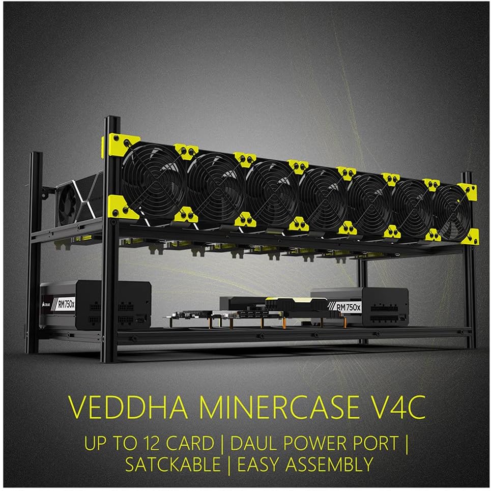 6/8 GPU Aluminum Stackable Open Air Mining Frame for Ethereum