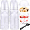 12 oz Clear Plastic Parfait Cups with Dome Lids - 100 Pack