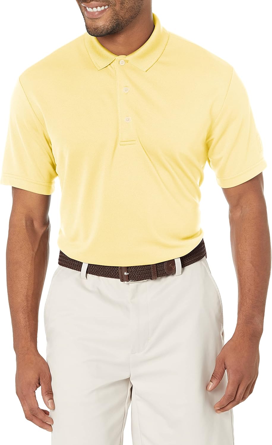 PGA Tour Men's Airflux Solid Mesh Short Sleeve Golf Polo Shirt