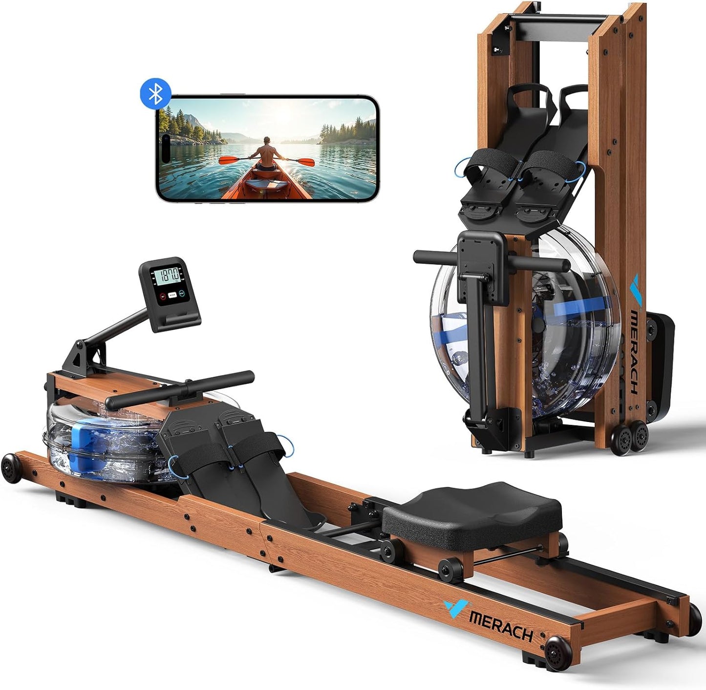 MERACH Foldable Water Rowing Machine - 400LBS Capacity