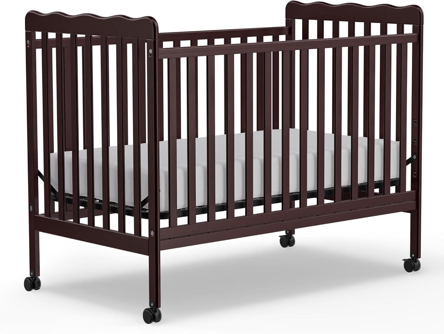 3-in-1 Convertible Baby Crib with Locking Wheels for Nursery