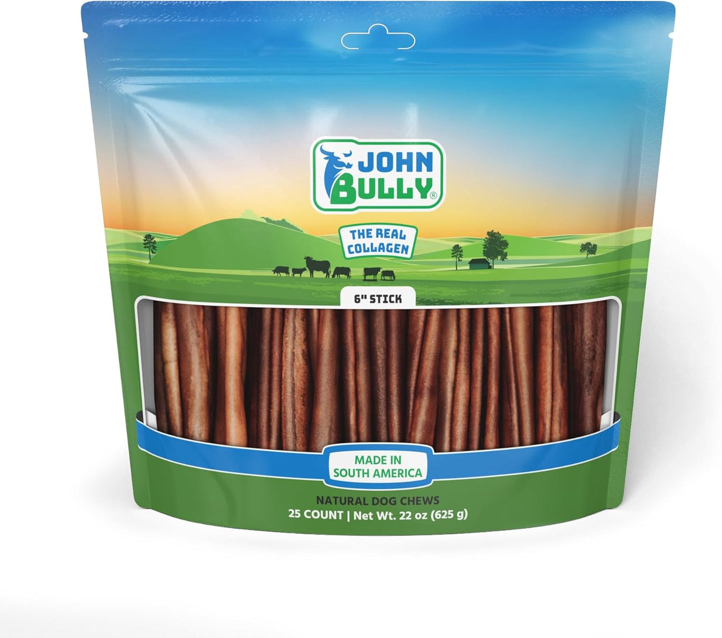 John Bully Collagen Stick 6in 25PK for Dogs - Natural Protein Treats