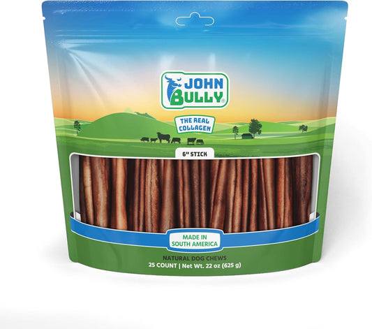 John Bully Collagen Stick 6in 25PK for Dogs - Natural Protein Treats