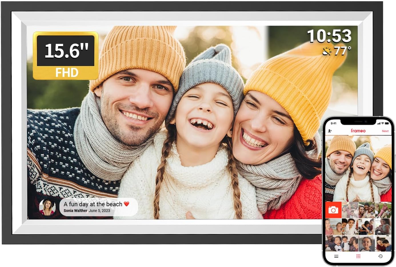 VNEIMQN 15.6 Inch Touchscreen Digital Picture Frame for Memories