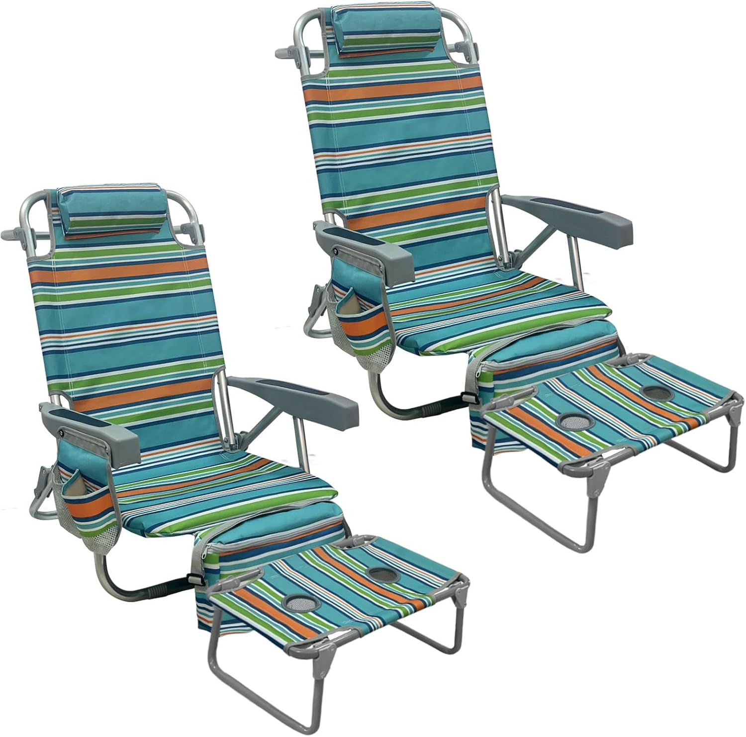 Backpack Beach Chair 2 Pack with Insulated Cooler Bag and Table