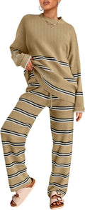 LILLUSORY Striped 2 Piece Knit Sweater Set - Cozy Everyday Loungewear