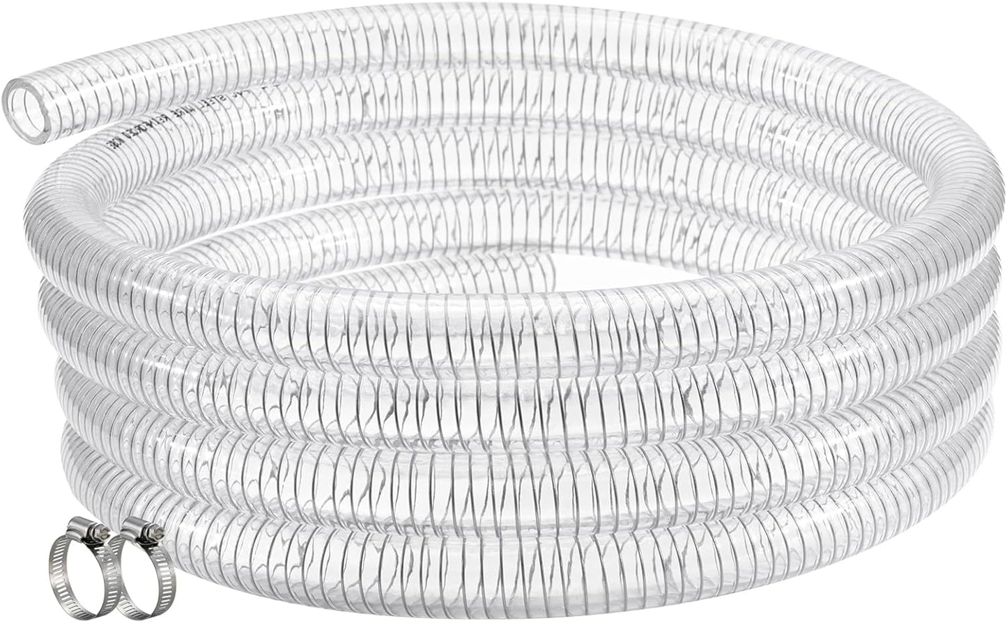Suction Hose 3/4 in ID - 50ft Clear Reinforced Vinyl Tubing