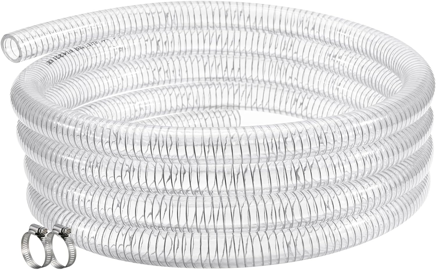 Suction Hose 3/4 in ID - 50ft Clear Reinforced Vinyl Tubing
