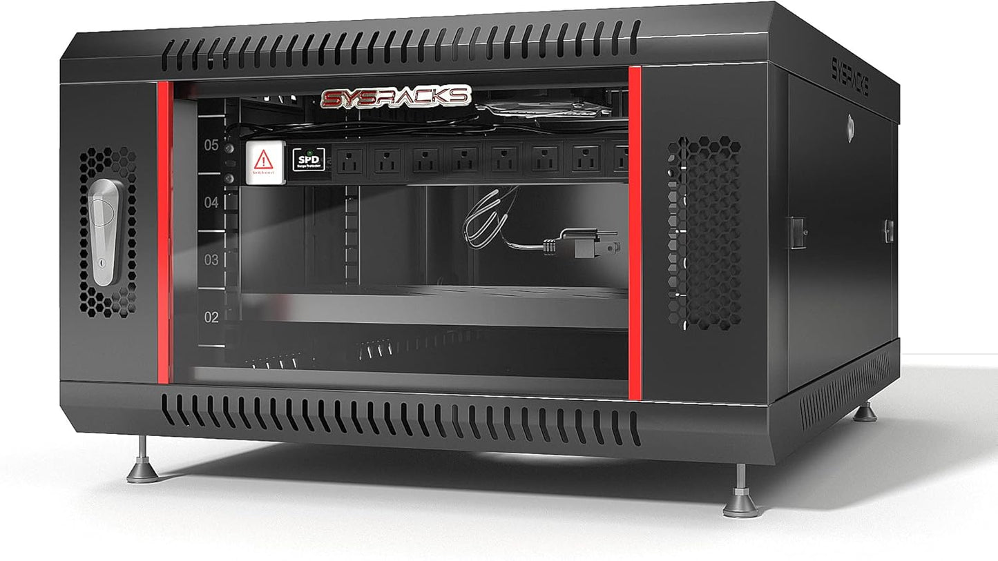 Wall Mount Network Enclosure - 6U Locking IT Cabinet for AV