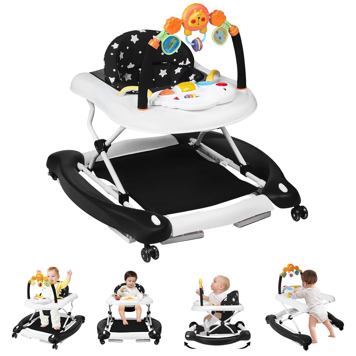 5 in 1 Baby Walker for Boys Girls, Adjustable & Foldable Design