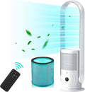 Bladeless Tower Fan + Air Purifier, True HEPA Filter, Remote Control
