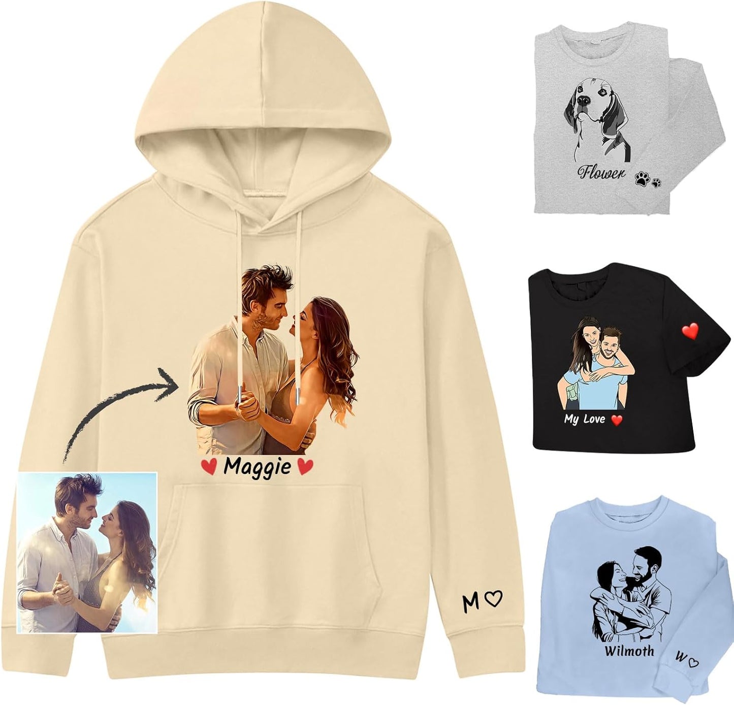 Custom Portrait Hoodies - Personalized Gifts