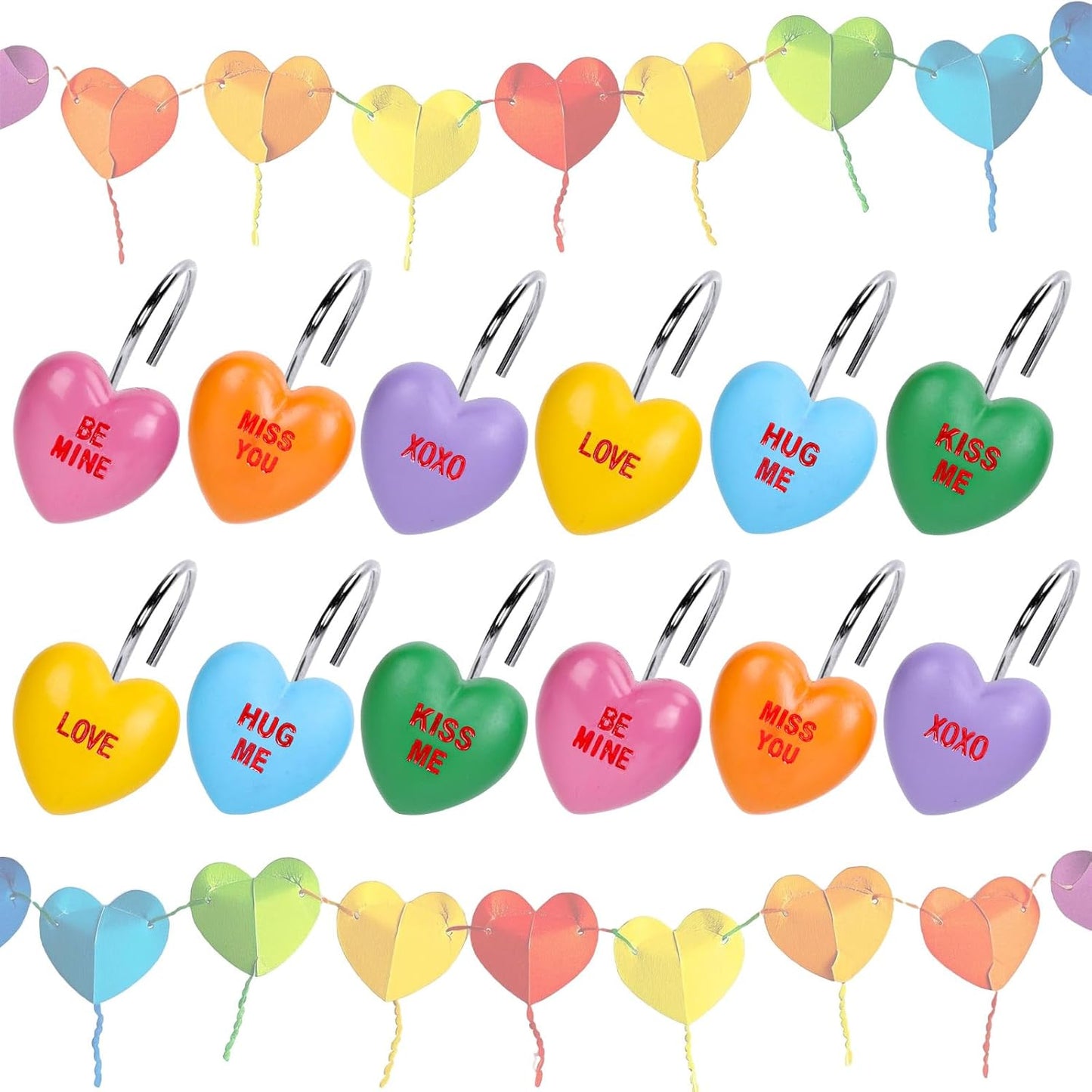 Whaline Valentine's Day Heart Shower Curtain Hooks