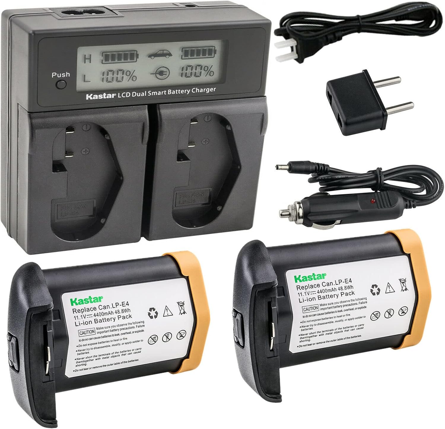 Kastar 2-Pack LPE4 Battery and Dual Fast Charger for Canon