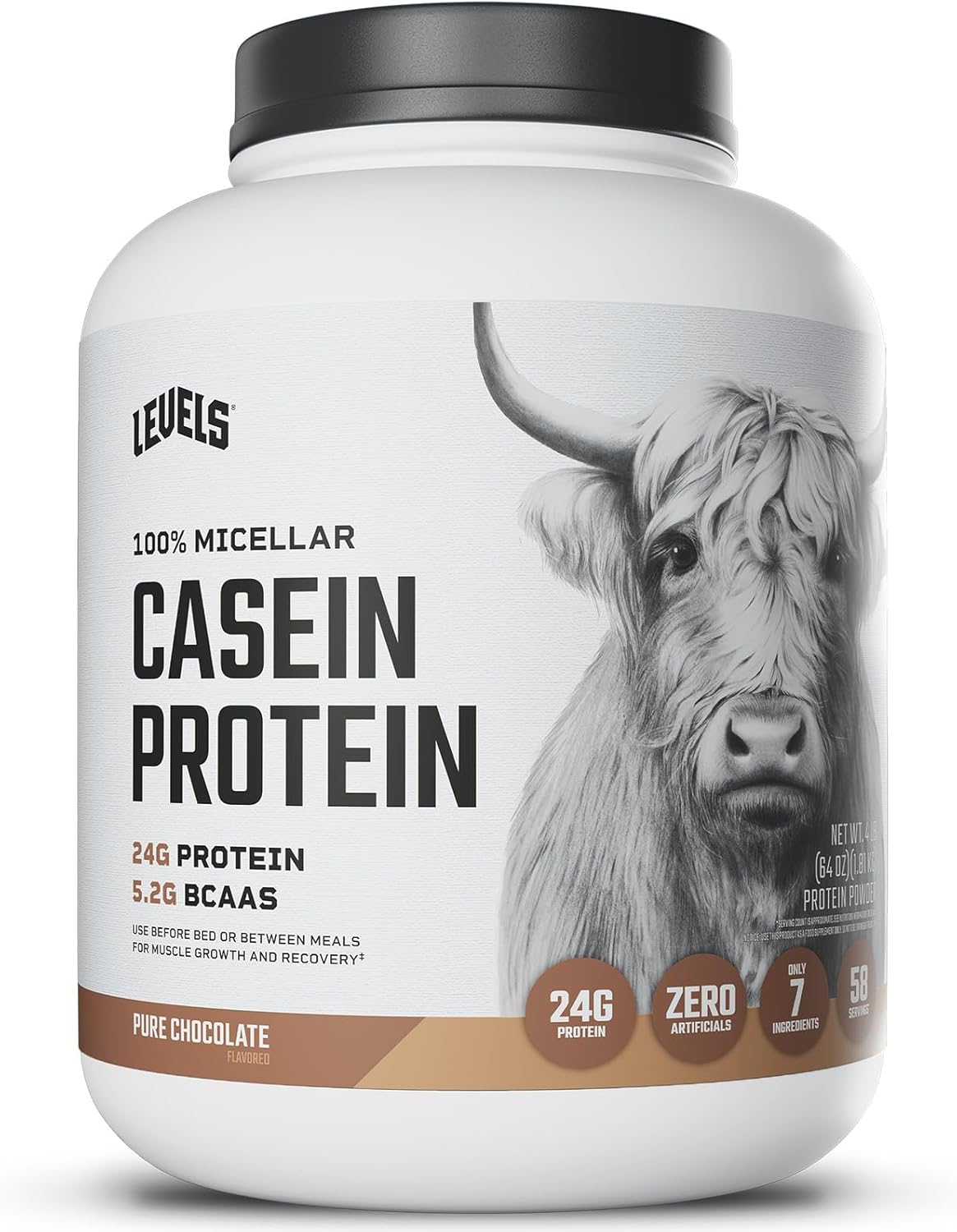 Levels 100% Micellar Casein Protein, Hormone Free Chocolate 4LB