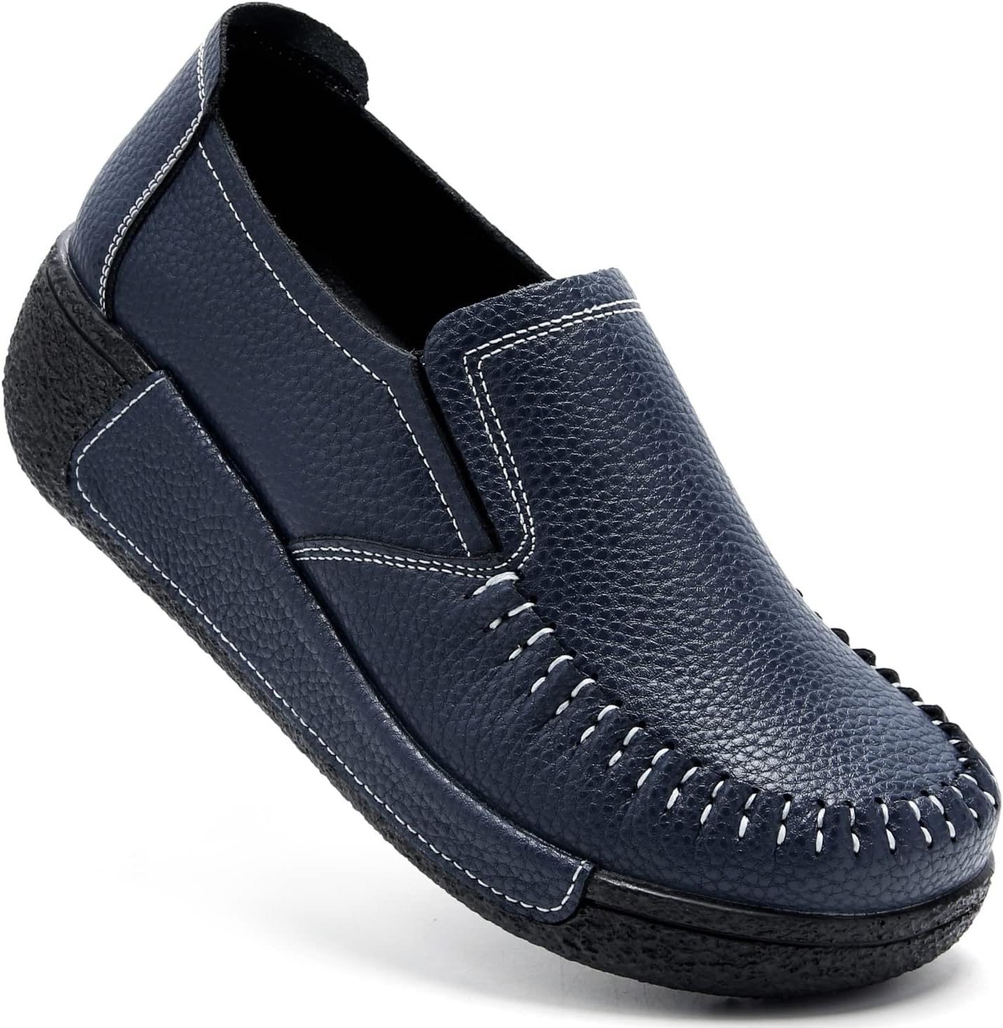 UZB Women's Slip On Loafer Leather Comfort Casual Shoes