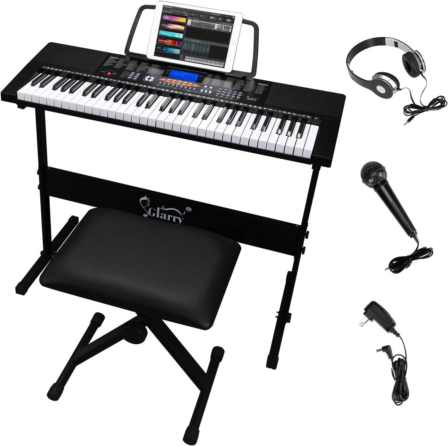 GLARRY 61-Key Electronic Keyboard Piano Set - Teaching Modes Included!