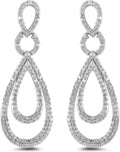 Sterling Silver 0.5 cttw Diamond Drop Earrings - Elegant Sparkle