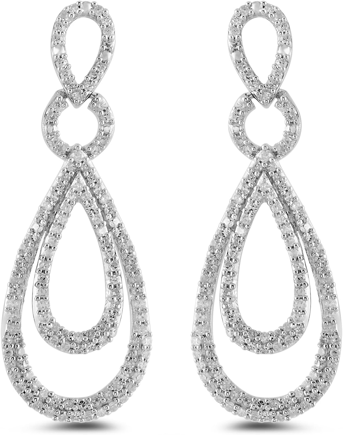 Elegant Sterling Silver Diamond Drop Earrings for Any Occasion