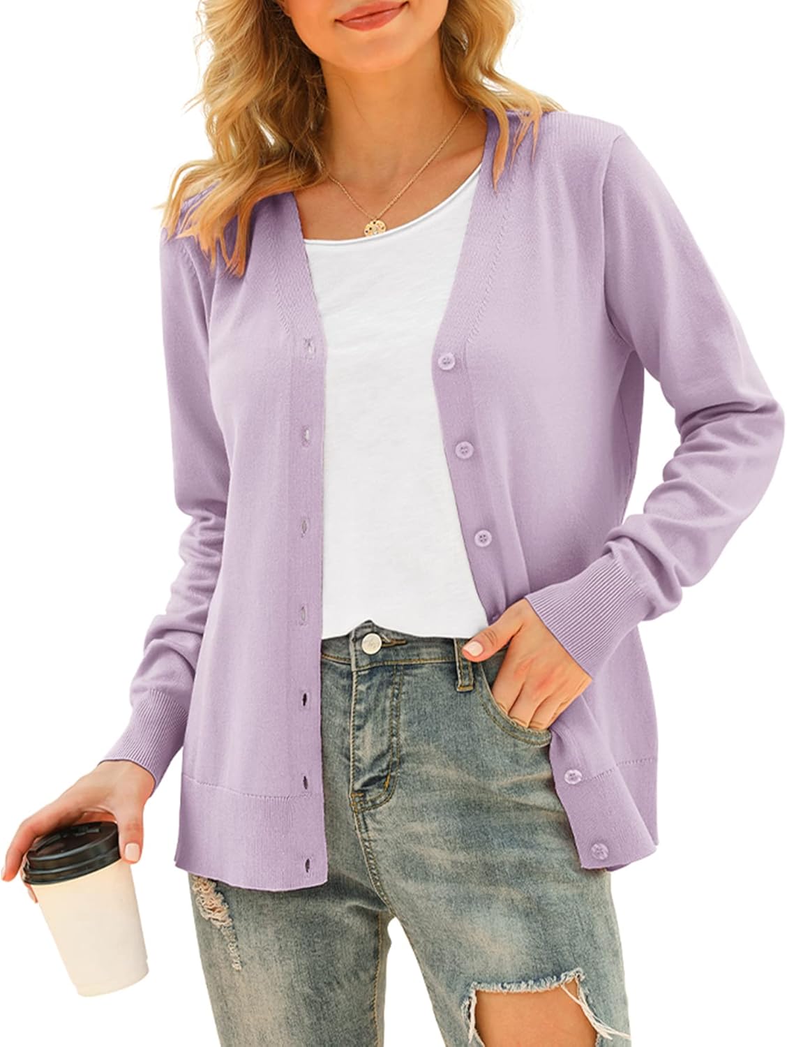 VIISHOW Women's V Neck Button Down Knitwear Cardigan Sweater