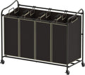 Simple Houseware 4-Bag Heavy Duty Laundry Sorter Rolling Cart - Stable