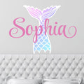 Custom Name Mermaid Nursery Wall Decal - Personalized Girls Name Sign